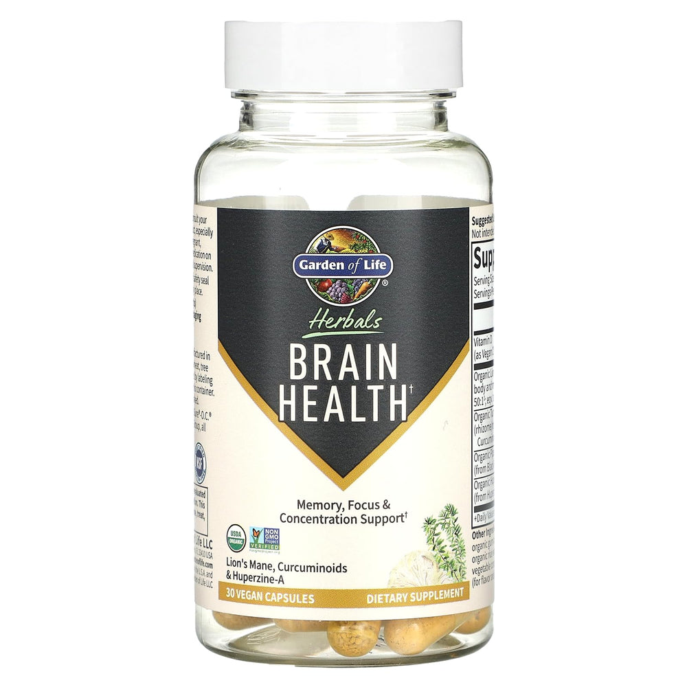 Lion’s Mane extract close-up inside Garden of Life Brain Health formula.