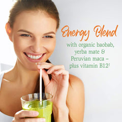 Garden of Life Energizer spoon-dispensing powder for quick smoothies.