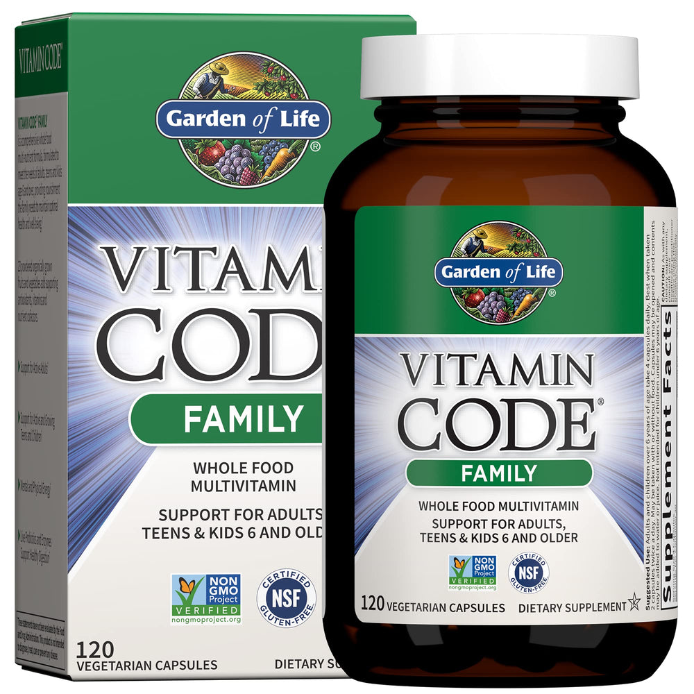 Garden of Life Vitamin Code Family Multi bottle for daily family wellness.