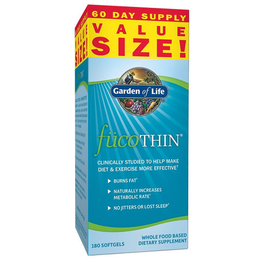 Garden of Life fucoThin bottle with capsules for daily metabolism support.