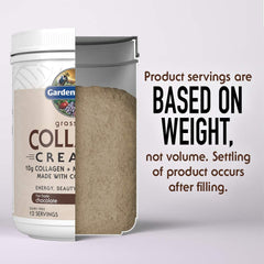 Scoop of Garden of Life collagen creamer with prepared chocolate drink