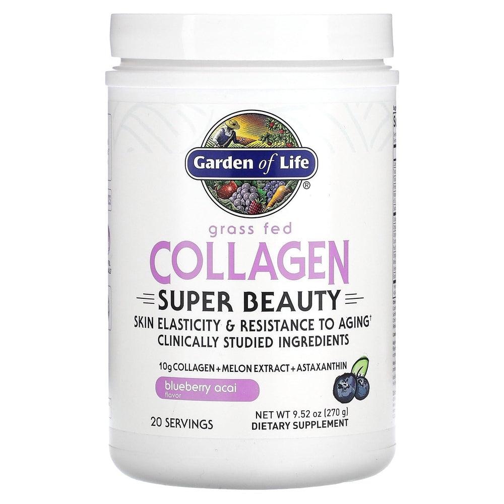 Vitamin C and astaxanthin enriched collagen powder with blueberry acai flavor