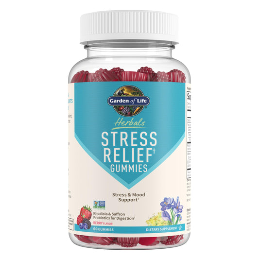 Garden of Life Herbals Stress Relief Gummies rhodiola bottle with mood-support blend