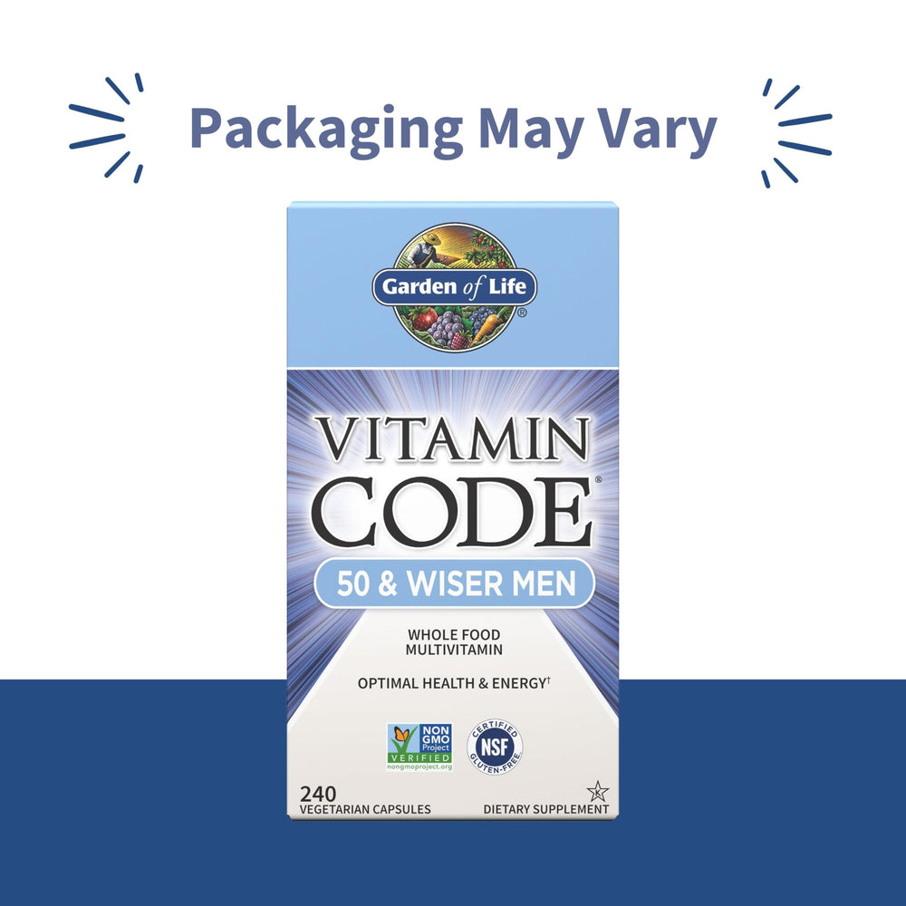 Garden of Life Vitamin Code 50 & Wiser capsules ready for daily use