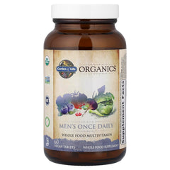 Garden of Life Once Daily Men bottle with permaculture-inspired imagery.