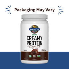 Garden of Life organic protein ingredients label highlighting sprouted grains for clean nutrition.