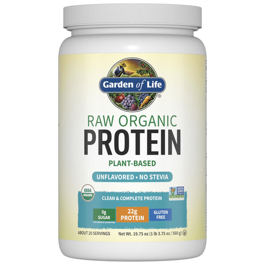 Garden of Life Organic Vegan Protein Powder bottle; high protein option for workouts.