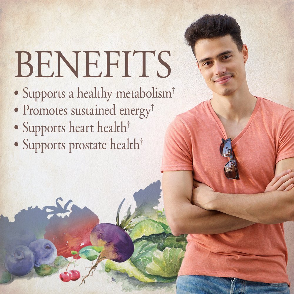 Close-up of Garden of Life Organics Men’s Multi tablets for daily vegan support.