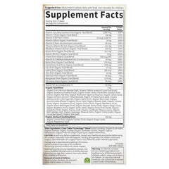 Garden of Life Organics Prenatal label illustrating three-tablet daily serving.