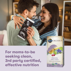 Garden of Life Organics Prenatal one-a-day packaging and usage cue.