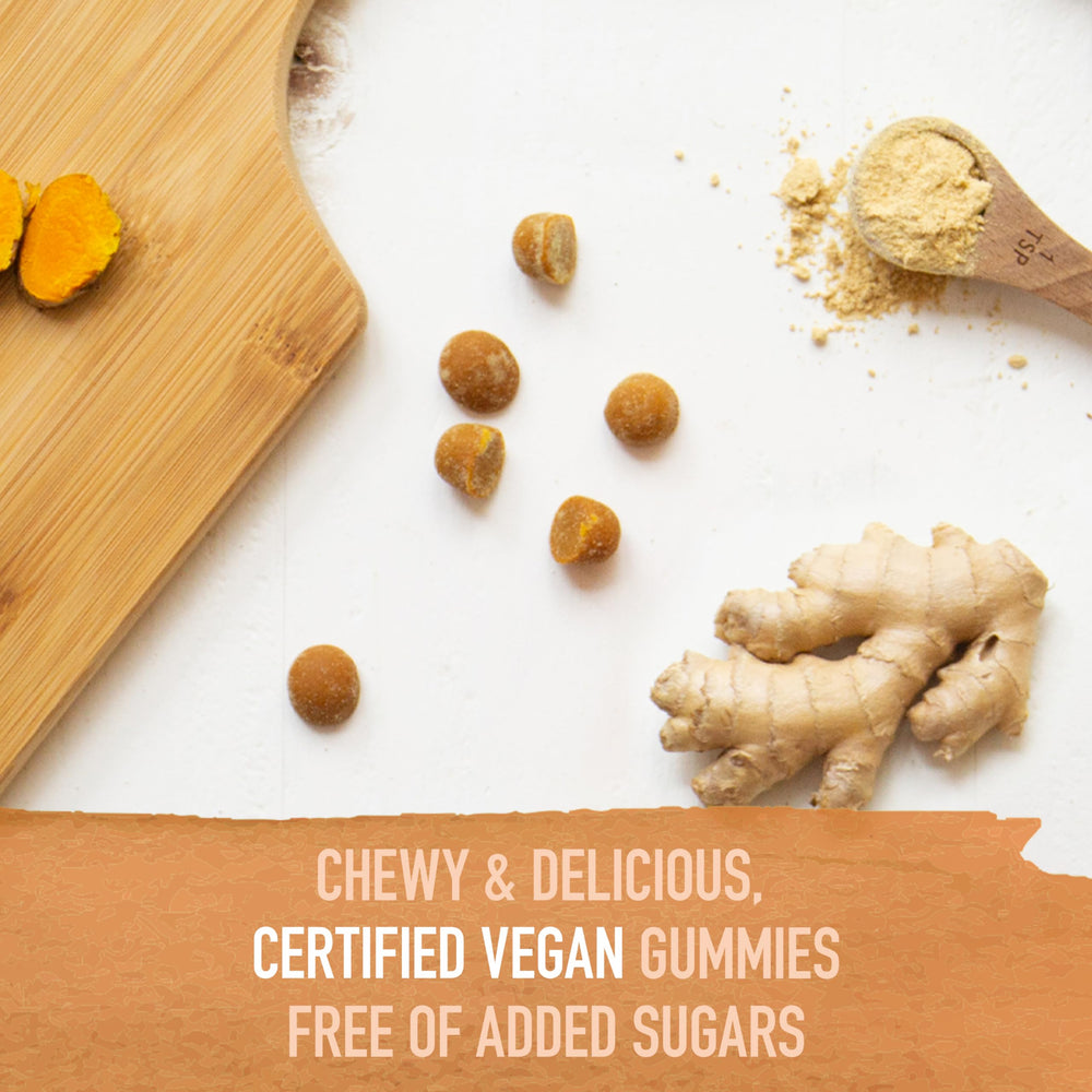 Garden of Life Organics Turmeric Gummy cinnamon spice accents.