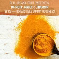 Garden of Life Organics Turmeric Gummy real fruit texture conveys natural sweetness.