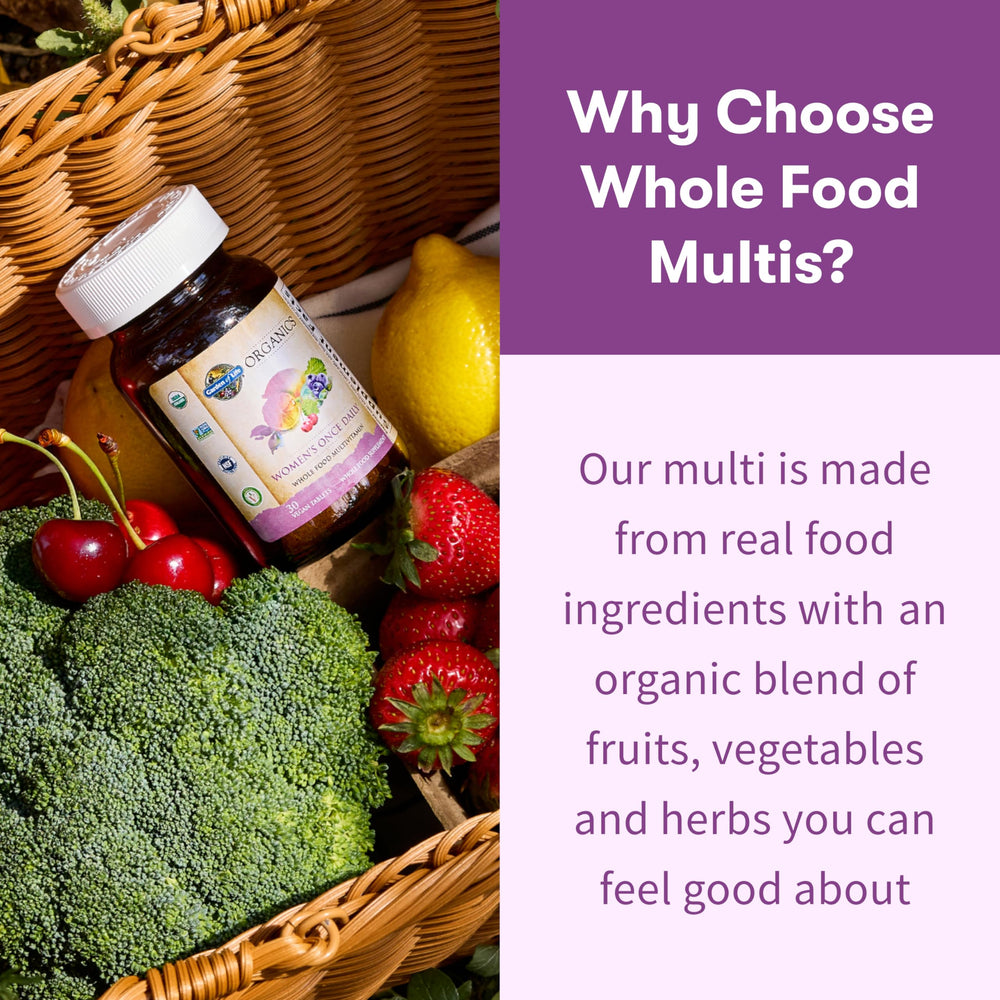 Garden of Life Organics Women's Multivitamin angle shot showing convenient daily use