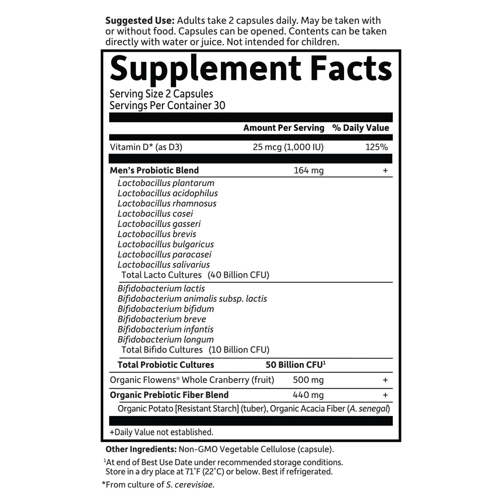 Garden of Life Prostate+ vitamin D3 reference on label for bone support