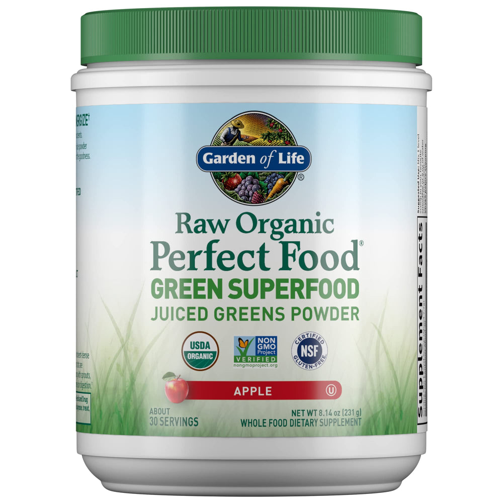 Garden of Life Raw Organic Perfect Food apple bottle with greens booster