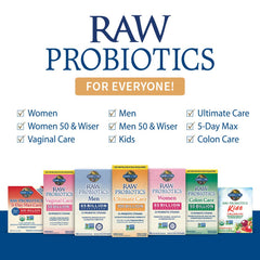 Garden of Life Raw Probiotics Vaginal Care brand logo emphasizing clean ingredients