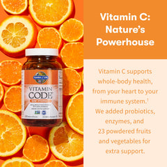 Garden of Life Raw Vitamin C vegan capsules offering a plant-based daily option.