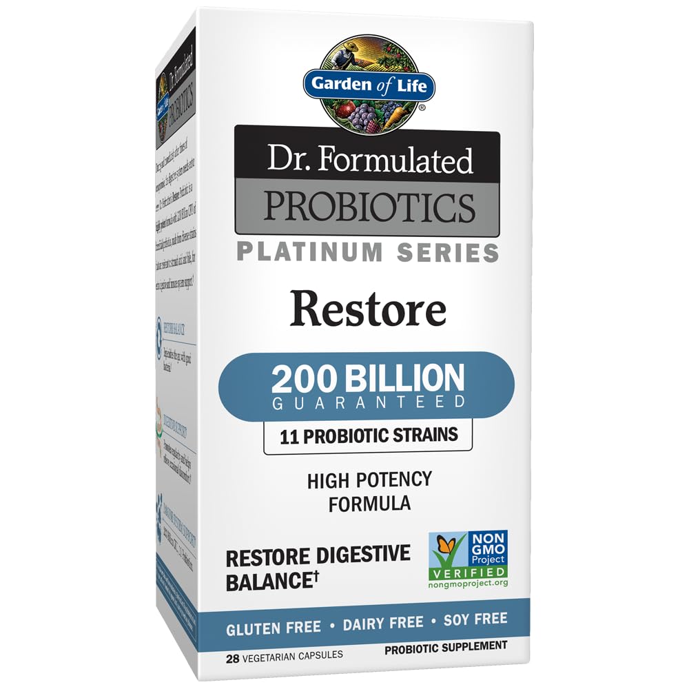 Garden of Life Restore bottle front showing 200B CFU and probiotic focus