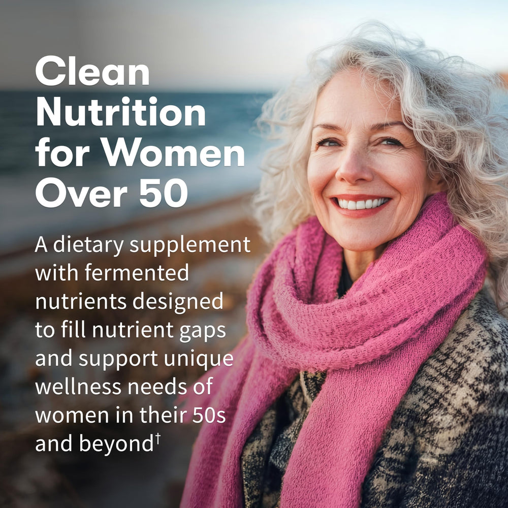 Garden of Life Vitamin Code 50 & Wiser Women label detail with whole-food nutrients