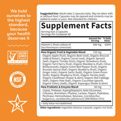 Garden of Life Vitamin Code packaging notes non-GMO, gluten-free, vegan, and kosher certification.