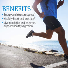 Garden of Life Vitamin Code Raw One for Men capsules aid digestion and steady energy.