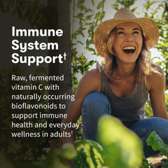 Garden of Life Vitamin Code Raw Vitamin C capsules highlighting probiotic blend for digestion.