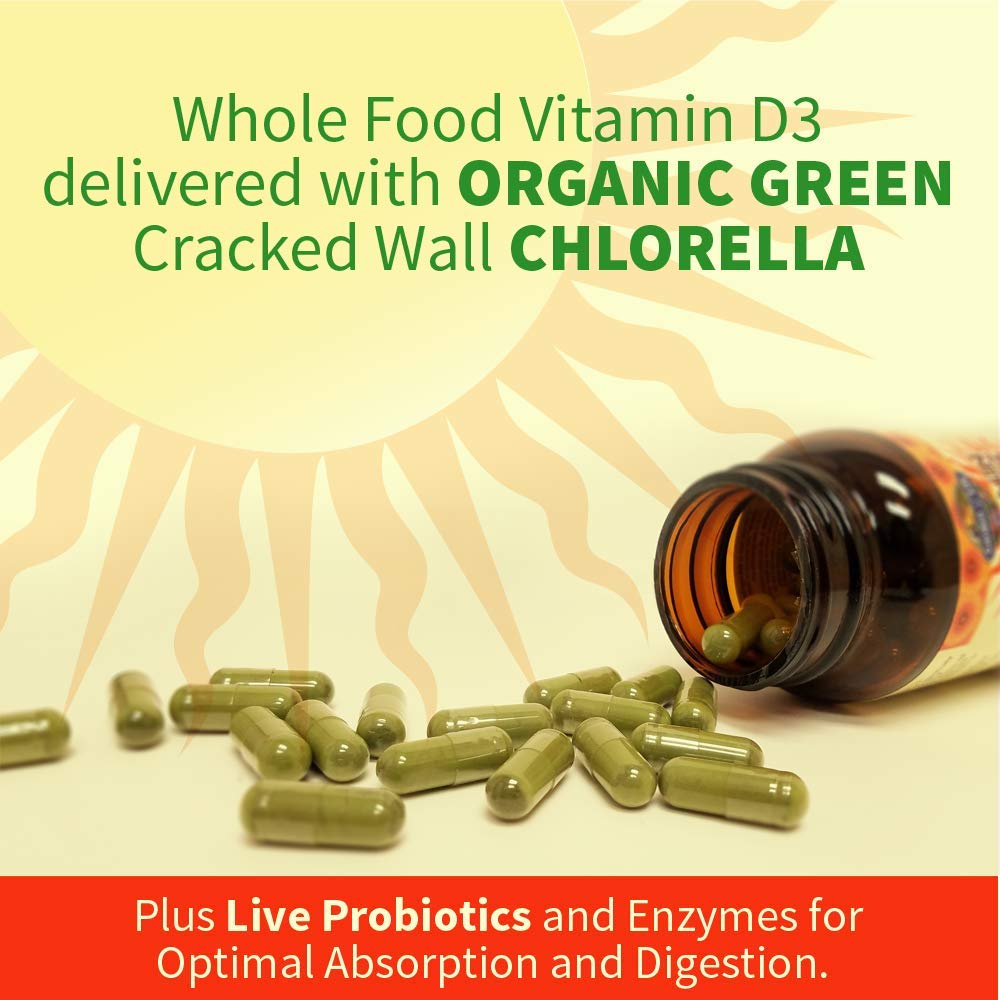 Garden of Life Vitamin D3 label graphic showing product details and benefits.