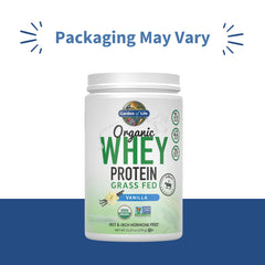 Garden of Life whey vanilla shake in glass shows creamy post-workout texture.