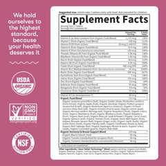 Garden of Life Women's Multivitamin vegan symbol image communicates plant-based, cruelty-free wellness support.