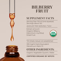 Garden Organics Bilberry fruit label closeup signaling premium quality