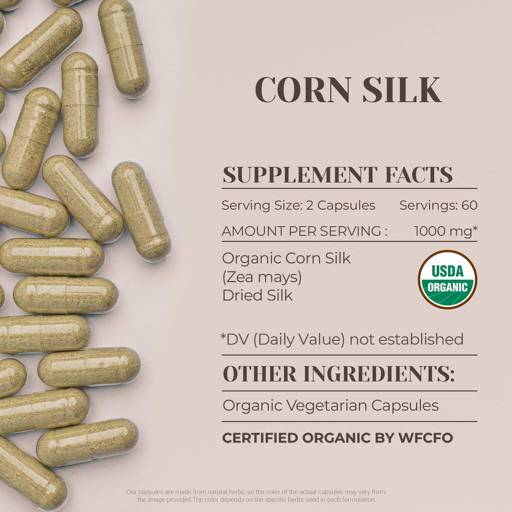 Garden Organics corn silk dried silk ingredients show natural sourcing for digestive comfort.