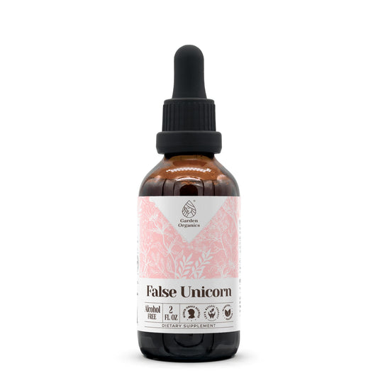 Garden Organics False Unicorn bottle with dropper for precise, alcohol-free dosing