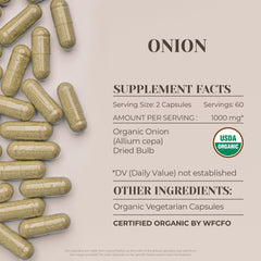 Garden Organics onion capsules close-up highlighting vegetarian capsules for plant-based routines