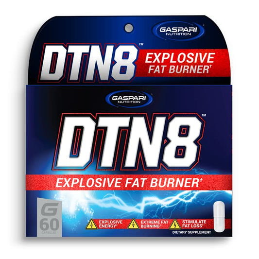 Gaspari DTN8 explosive energy bottle boosts gym energy and endurance.