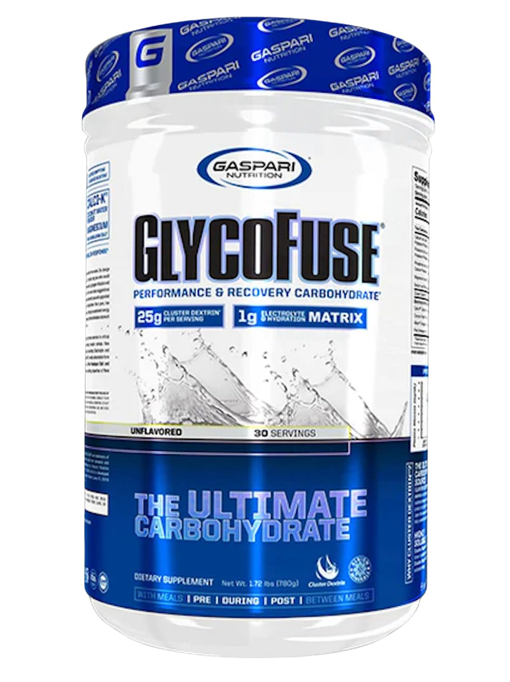 Gaspari Glycofuse bottle with 30 servings for sustained energy during workouts