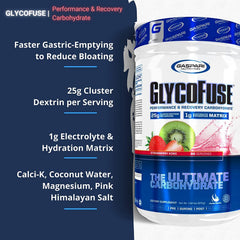 Pouring Glycofuse powder into water shows quick-mixing hydration for workouts.