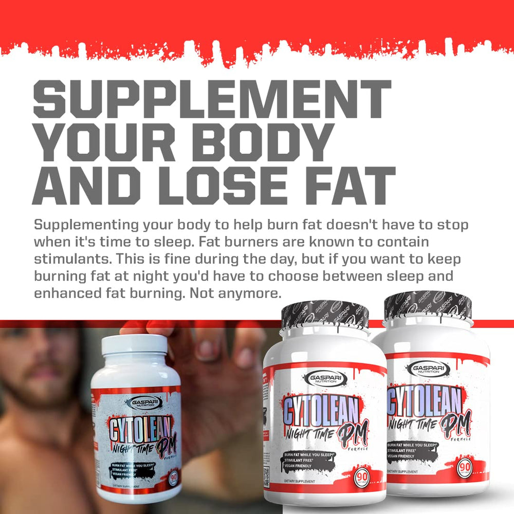 Gaspari Nutrition Cytolean PM vegan-friendly label signals plant-based formulation.