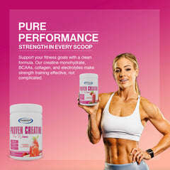 Gaspari Nutrition Proven Creatine for Women strawberry lemonade flavor shown in a glass.