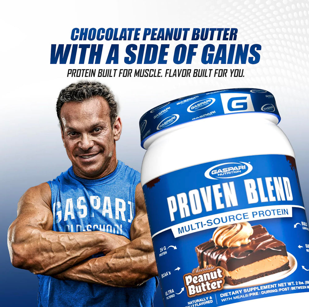 Gaspari Proven Blend shaking image demonstrates smooth mix in glass for daily use.