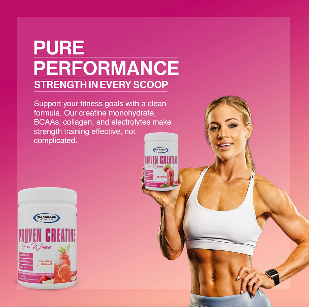 Gaspari Proven Creatine for Women collagen content illustration supports joints and recovery.