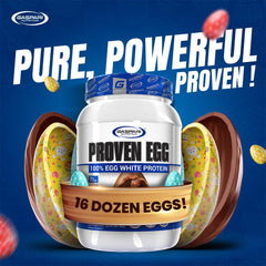 Gaspari Proven Egg bottle-front showcases dairy-free protein with salted caramel flavor