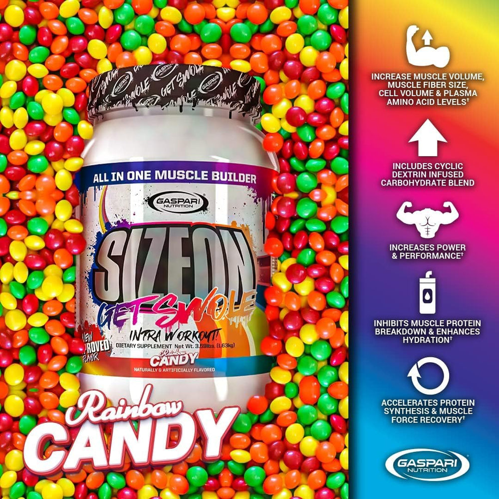 Gaspari SizeOn label close-up emphasizing premium ingredients for performance.