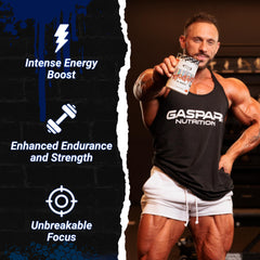 Gaspari SuperPump Aggression scoop in hand demonstrating easy mixing