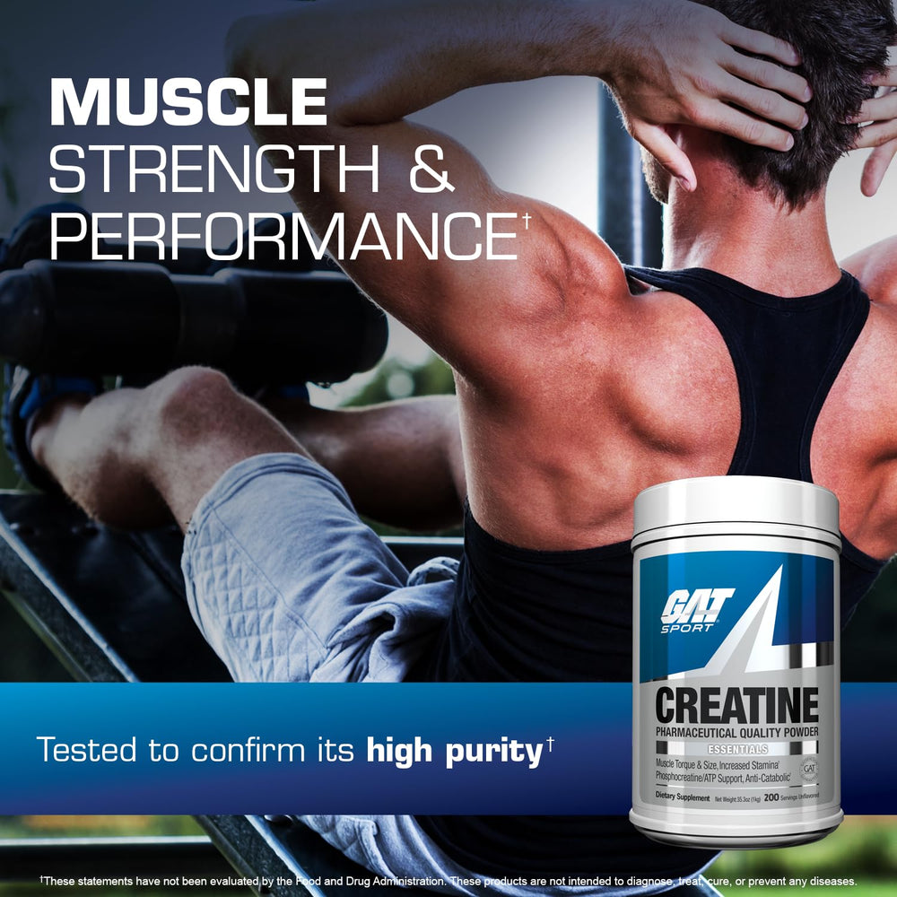 Athlete using GAT SPORT Creatine in a gym workout scene