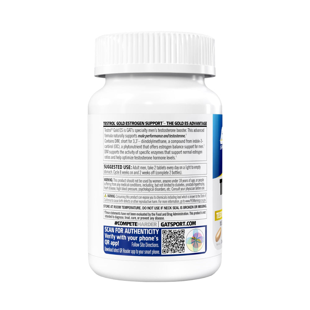 GAT SPORT Testrol Gold ES capsules arranged to showcase comprehensive formula for hormone support