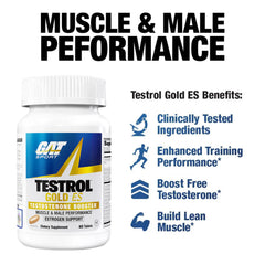 GAT SPORT Testrol Gold ES bottle with tablets ready for the 8-week cycle