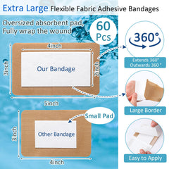 Geiserailie 5x3 inch bandage on skin provides broad coverage.