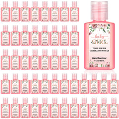 Gejoy baby shower hand sanitizer with pink flowers sticker design for elegant guest favors