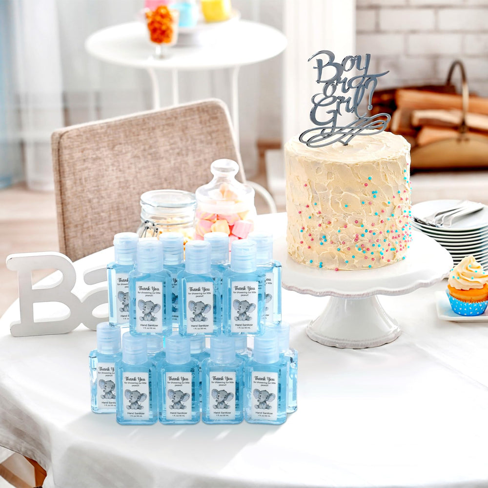Elephant-themed Gejoy sanitizer enhances baby shower decor