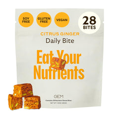 GEM Daily Bite Citrus Ginger packaging front view highlights convenient daily nutrition